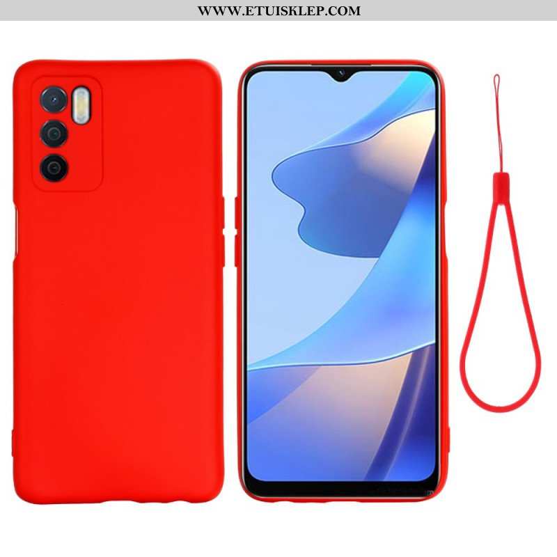 Etui do Oppo A16 / A16s Płynny Silikon Ze Smyczą